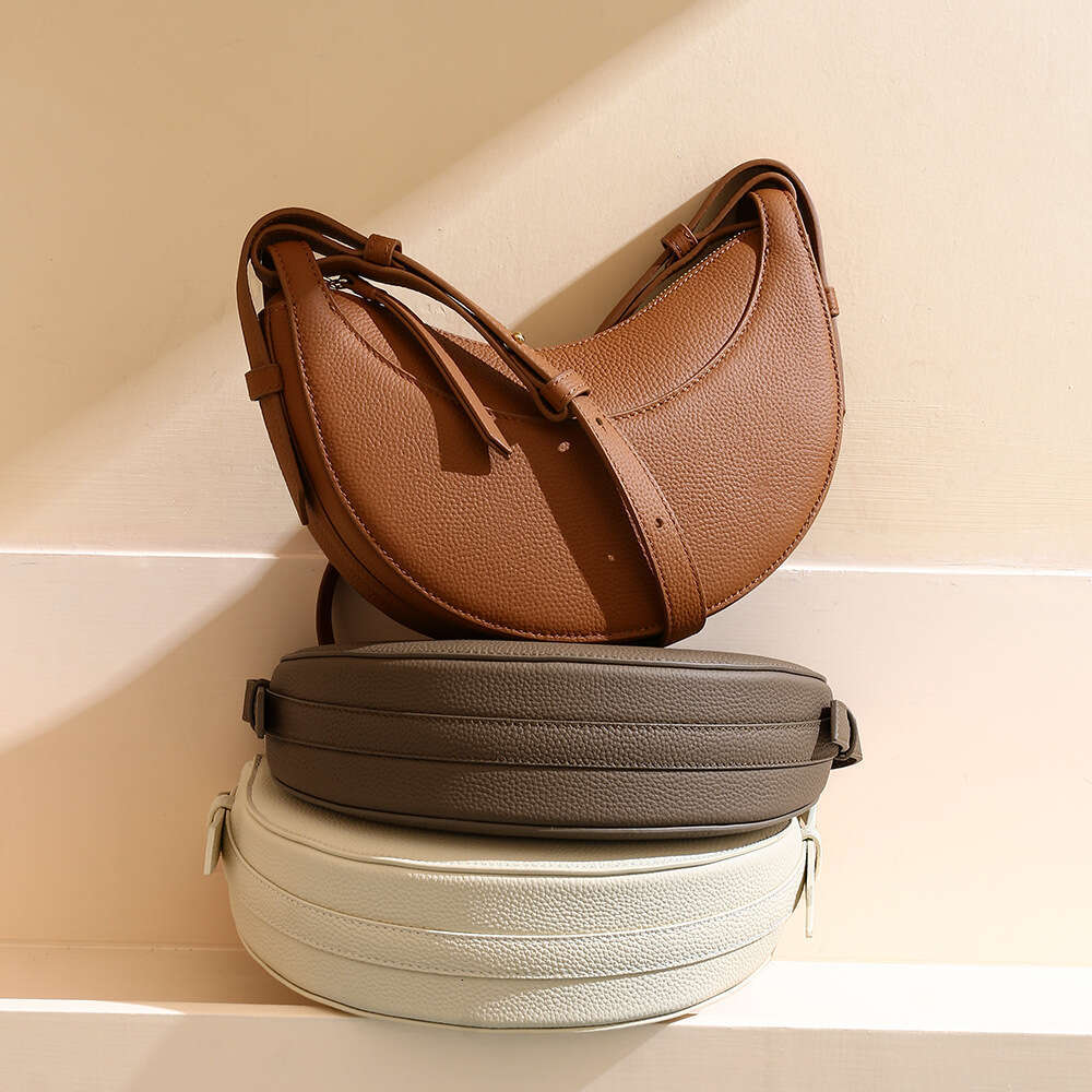 designer bag Luxury bag Genuine Leather Women's Fashion Versatile Shoulder High-End Niche Lychee Pattern Crescent Large Capacity Crossbody Bag