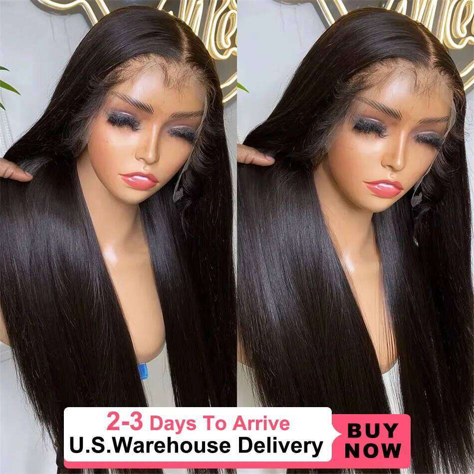 30 40 Inch Straight 13X6 HD Transparant Lace Frontal Wigs 250 Density Brazilian Remy Pre Plucked Human Hair Wig Xiusiyuan2509