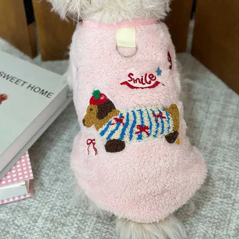 DoubleSided Fleece Dog Clothes FallWinter Collection Teddy Vest Thickened Small Dog Hoodie Pet Dachshund Embroidered Pullover X250928