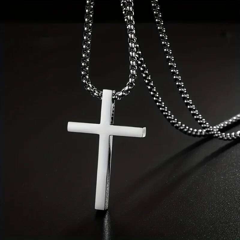 LATS Vintage Stainless Steel Chain Alloy Cross Pendant Necklace High Quality Jewelry Wholesale
