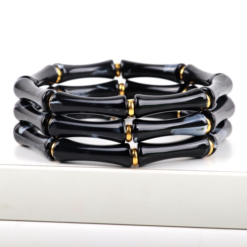 Supermodel Trend Bamboo Tube Bead Womens Fashion Colorful Bead Elastic Bracelet Acrylic Bracelet 250418
