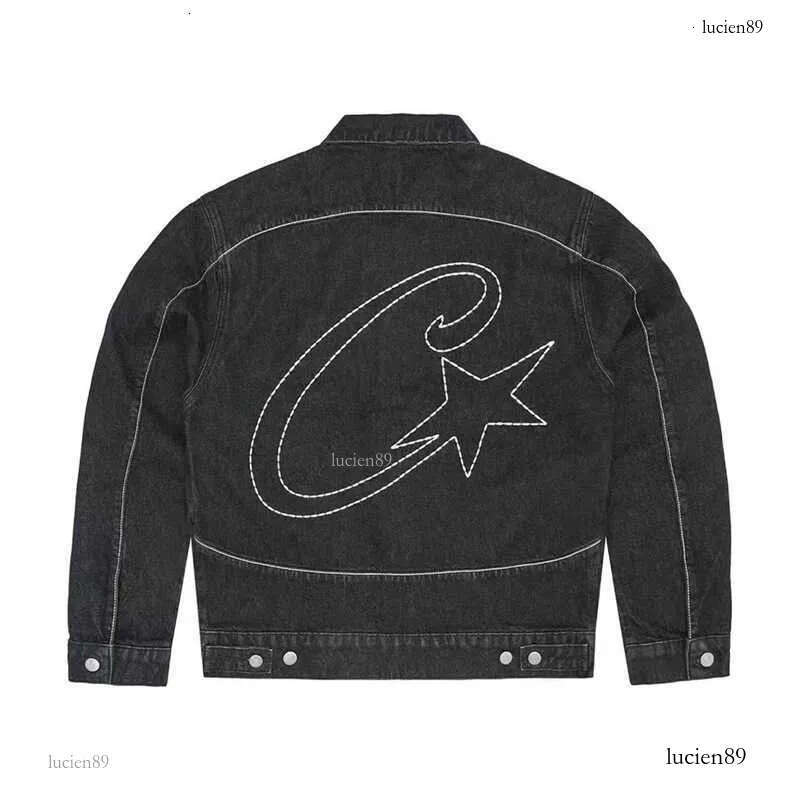 Strtwear Vintage Leather Jacket Jeans Two Piece Y2K Suit Hip Hop Letter Patchwork Embroidery Washed Blue Oversized Zipper Coat X250725