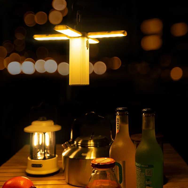 Outdoor Camping Light Tent Atmosphere Light Long Battery Life Fourleaf Folding Canopy Multifunctional LED Flashlight Camp Light C250928