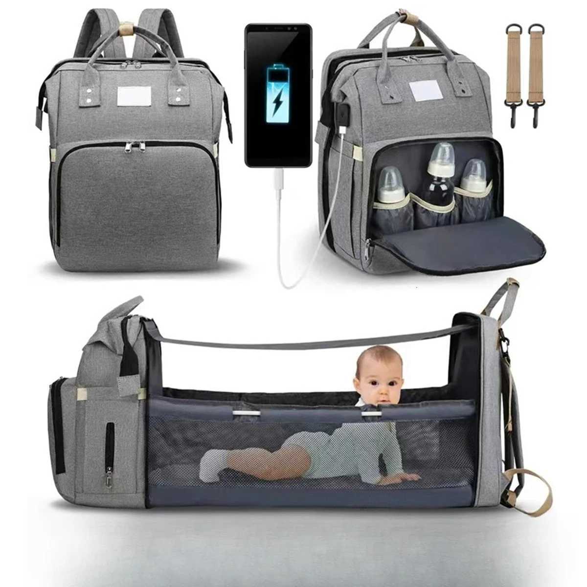 Portable folding crib mommy bag multifunctional light and largecapaci leisure double shoulder mother and baby bagXJ250928