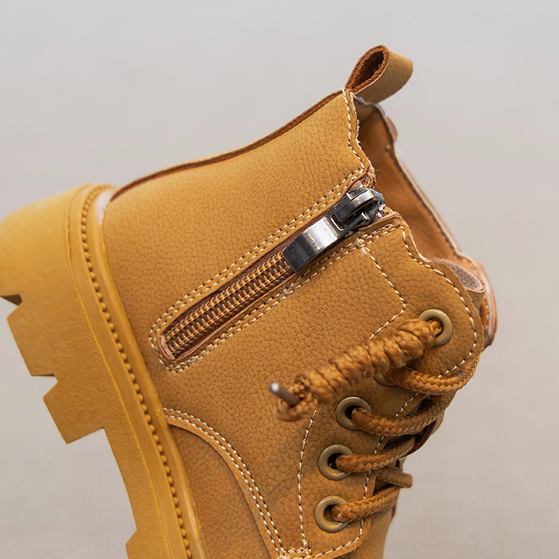 New winter men's and women's fashionable Martin boots, British style trendy short boots, yellow boots, wool cotton versatile boots, designer