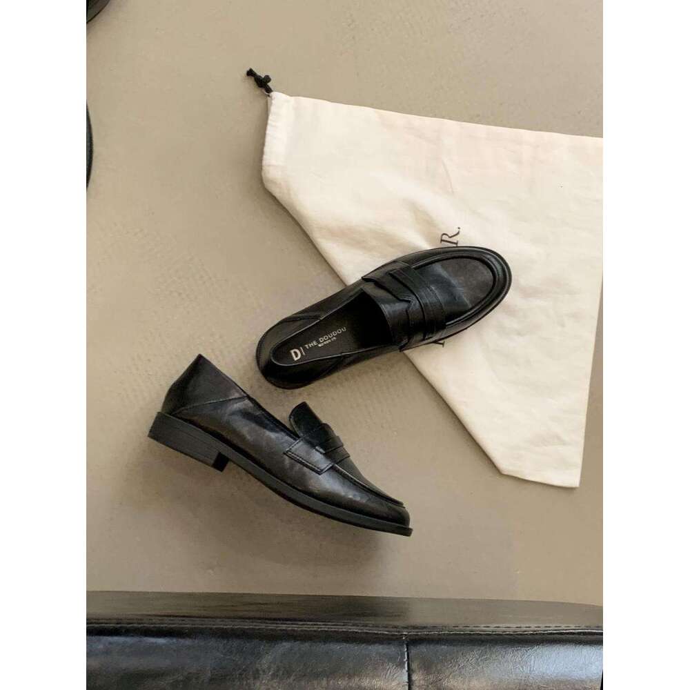 2025 Spring and Autumn New Korean Slip-On Loafers British Style Flat Leather Moccasins Single Shoes to Match Dresses