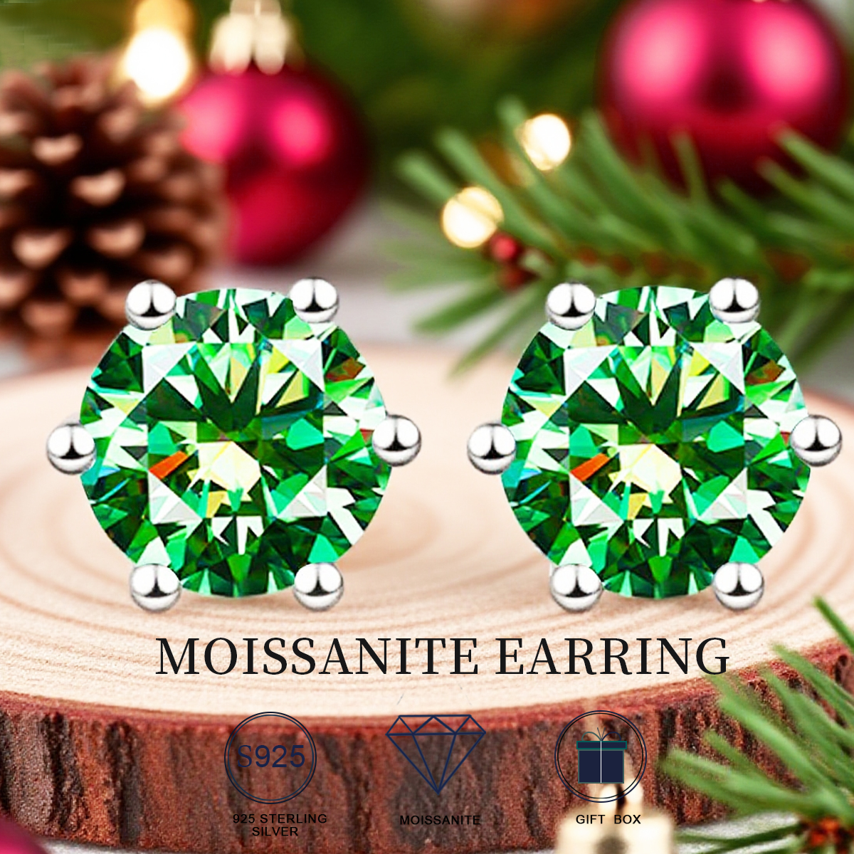 MT GRA 0.5-2CT *2 Green Moissanite Earrings for Women Man, 925 sterling silver wedding Birthstone Earrings Fine jewellry , High quality factory Wholes
