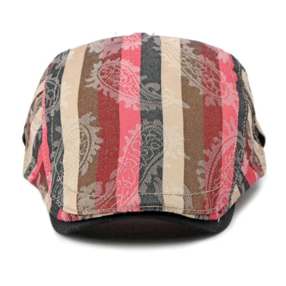 HT4339 Caps for Men Women Vintage Striped Adjustable Beret Cap Male Female Retro Artist Painter Beret Hat Spring Summer Flat Cap U250928