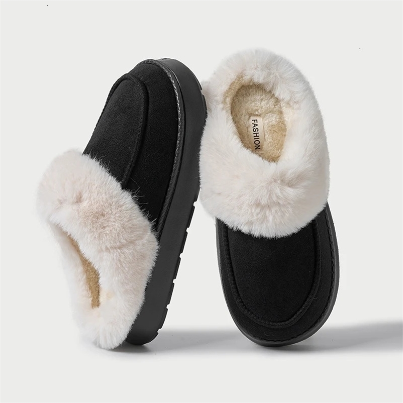Furry Soft Warm Men Slippers Winter Cotton Slippers Male Flats Soft Non-slip Slides Household Indoor Slippers250114bj
