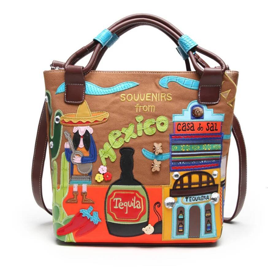 New Women's Retro Handheld Crossbody Hand Trendy Creative Embroidered Canvas Bag high-quality