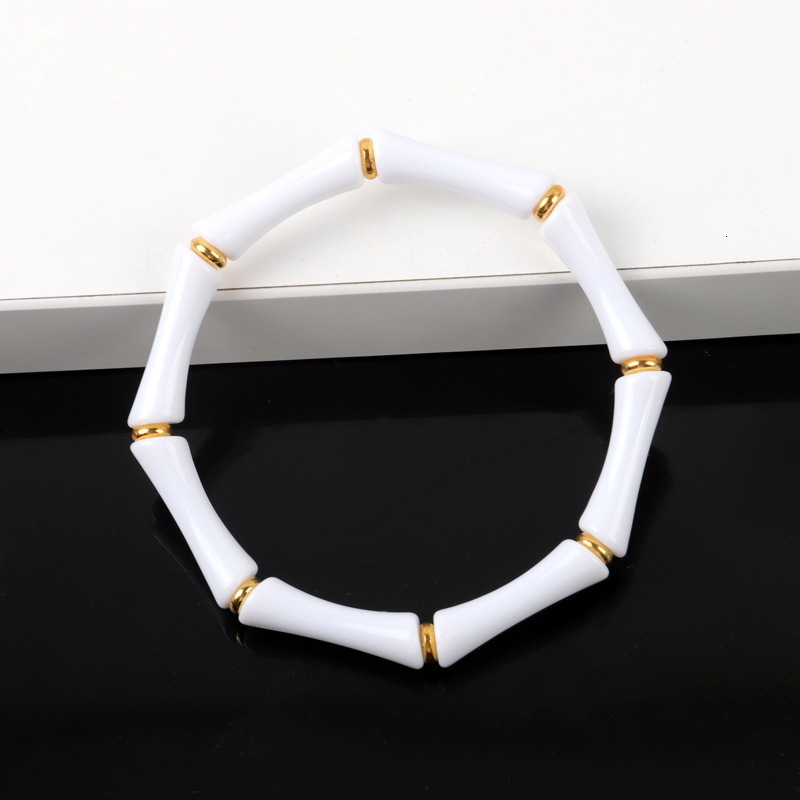 Supermodel Trend Bamboo Tube Bead Womens Fashion Colorful Bead Elastic Bracelet Acrylic Bracelet 250418