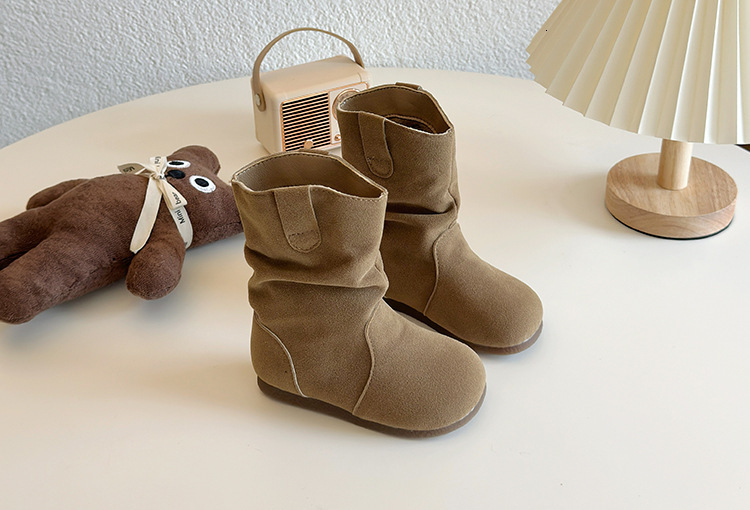 Winter new women's boots, camisole boots, fashionable retro versatile fashion, warm wool lining, mid top leather boots, designer shoes