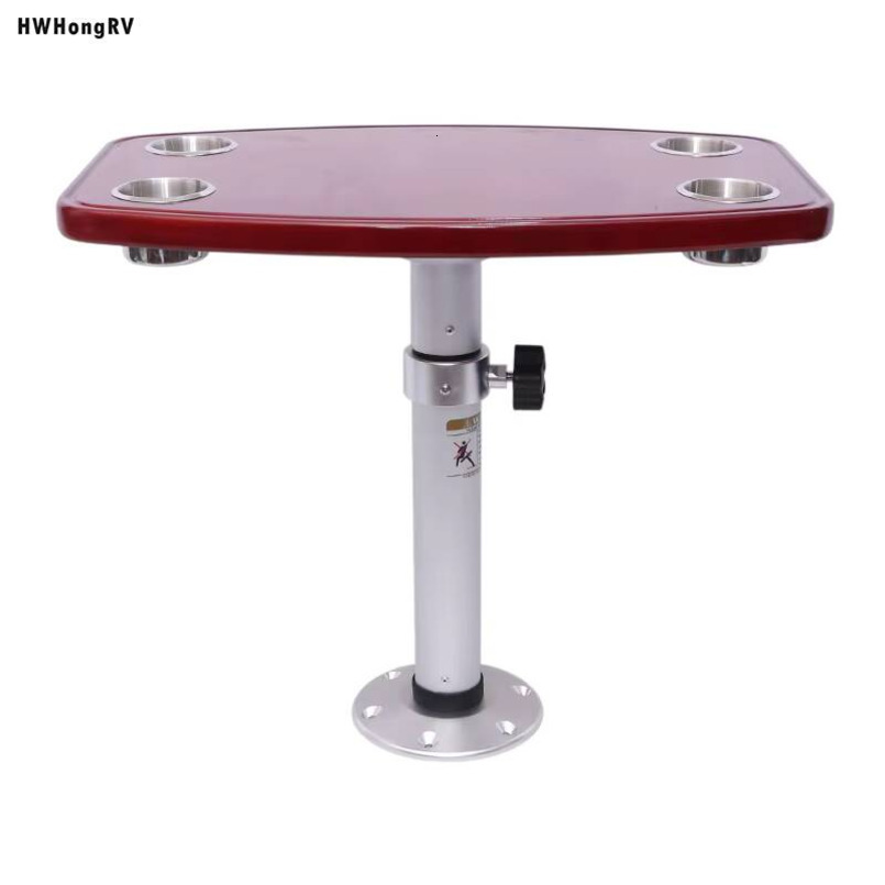 Hwhongrv Easy-to-Dismantle Camping Car RV Any Height Adjustable Table Legs with Oak Tabletop Aluminum Alloy Travel Trailer 25kg