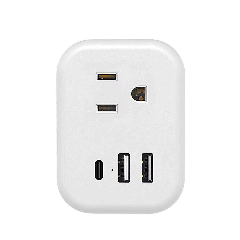 Side Power Strip With Spaced Splitter 3 AC Multi Plug 5V 2.1A Compact Outlet Extender Socket-BAIYOU13
