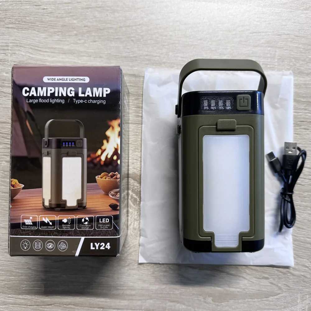 Solar Camping LightUSBSolar Recharge Portable Lamp with 2000mAh Battery 6 Lighting Modes Outdoor Portable Hanging Tent Light C250928