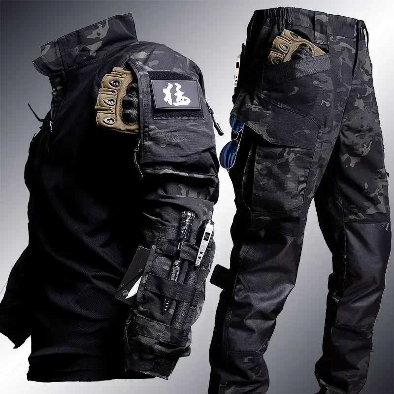 Tactical Set Men Outdoors Training Breathable Camo Hunting Uniform War Games 2 Pcs Sets Quick Drying Hiking Wear Resistant Sets W250928