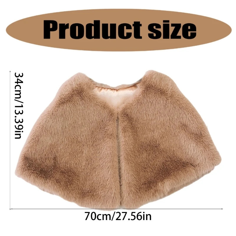 Solid Color Shawl Large Collar Plush Shawl Winter Coat Artificial Furs Wedding 250928