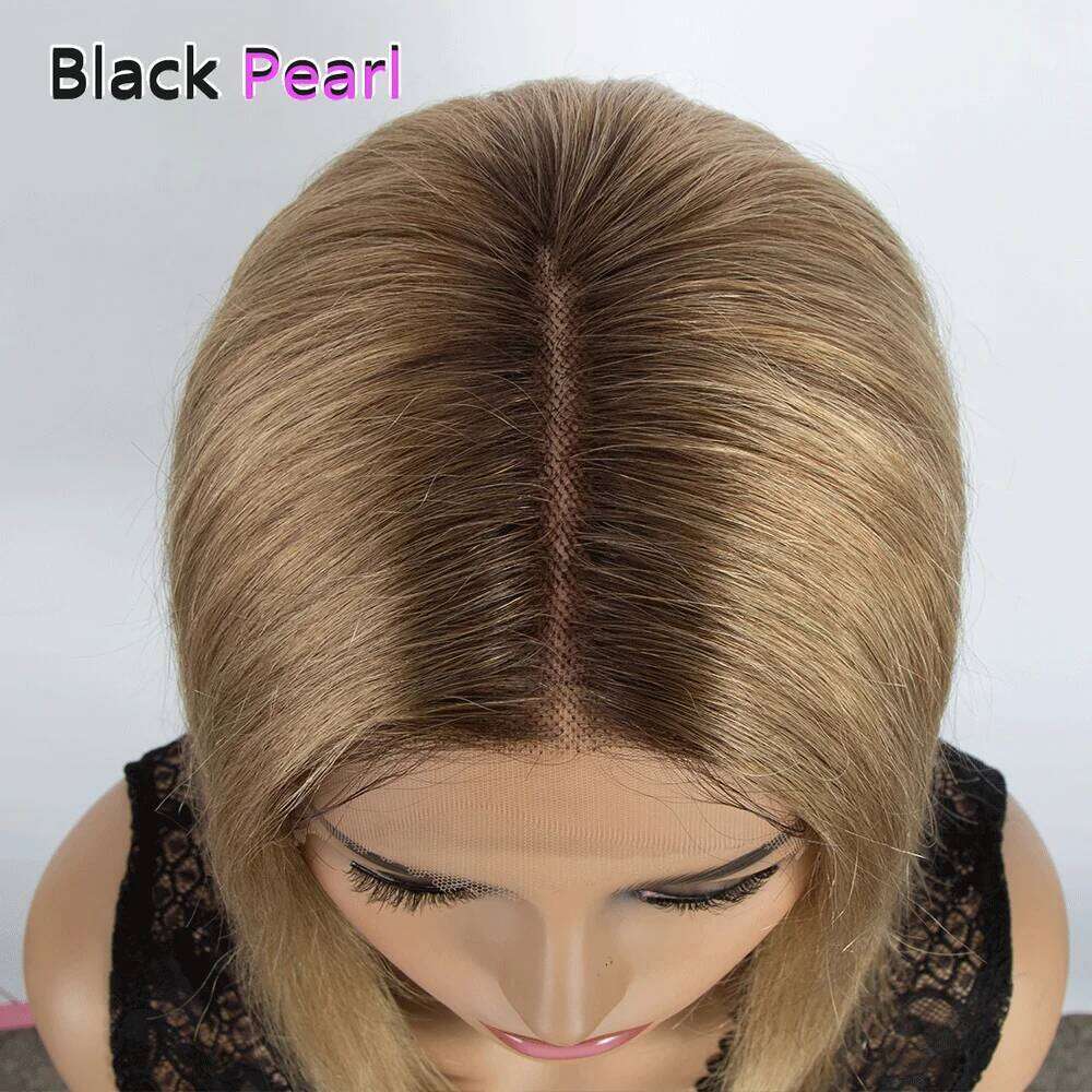 Short Bob Ombre Blonde Human Hair Wigs Straight 180 Density T Lace Front Colored Wig With Dark Roots For Woman Xiusiyuan2509