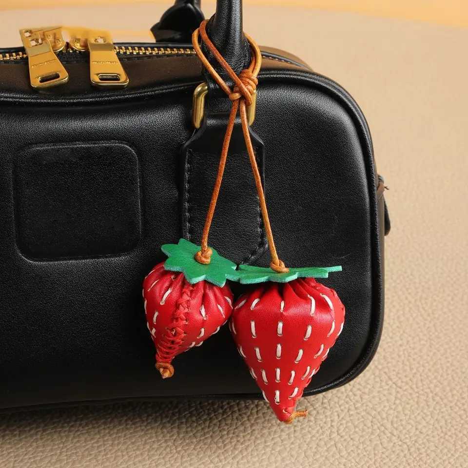 Luxury Trendy Hanger Fruit Pendant Pear Strawberry Leather Keychain Creative Handmade Bag Pendant Bag Ornament Y250928