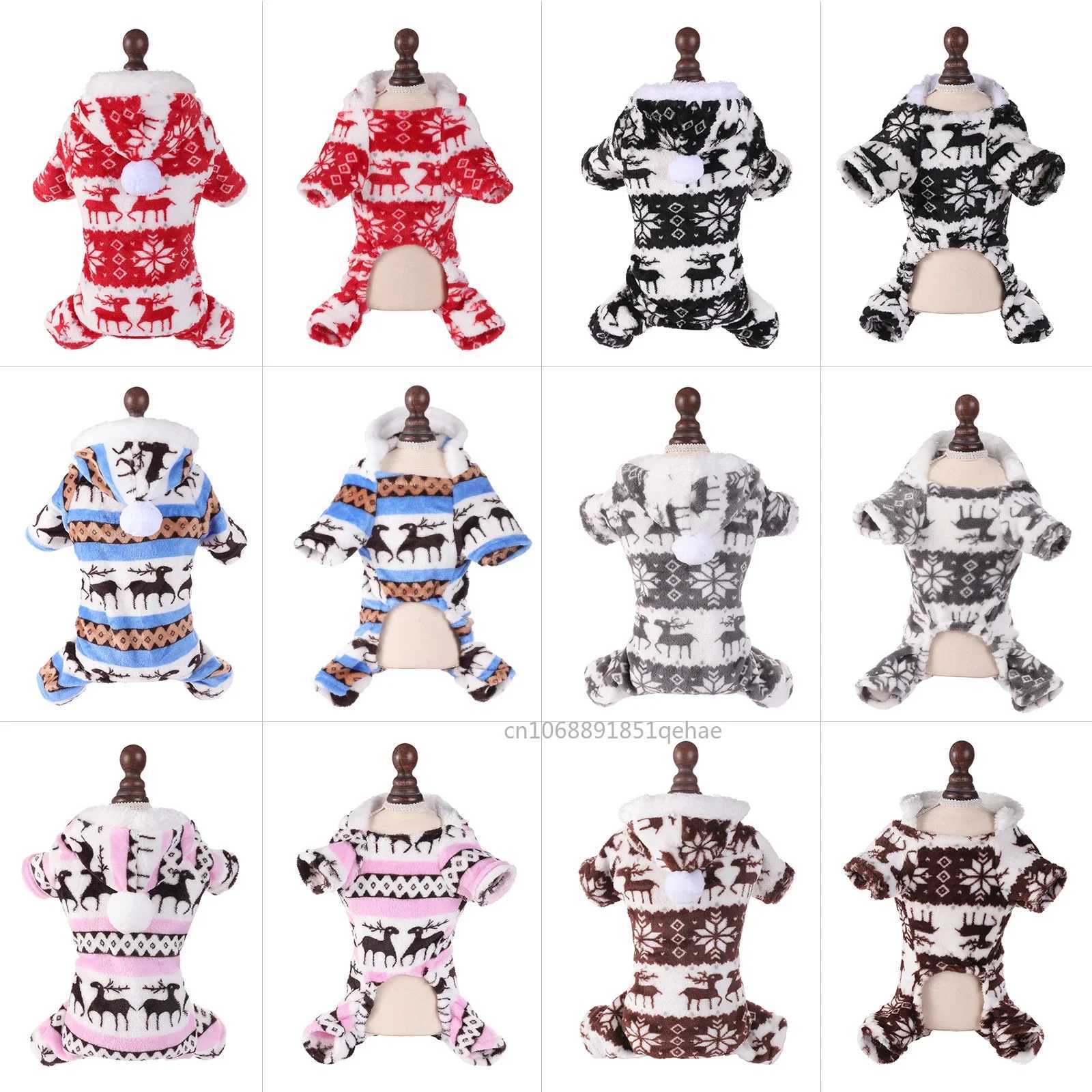 Winter Dog Christmas Jumpsuit Clothes Warm Plush Pet Pajamas for Small Medium Dogs Cats Overalls Puppy Warm Dog Clothing X250928