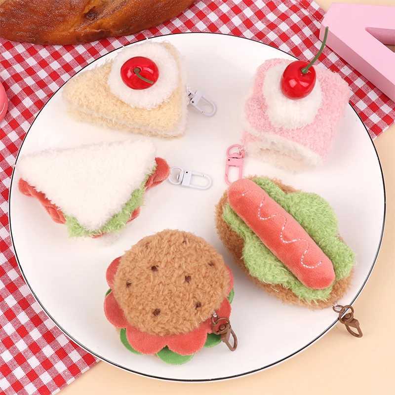 Kawaii Simulation Food Plush Keychain Creative Sand Hamburger Cake Keyring Bag Pendant Key Accessories Couple GiftsXJ250928