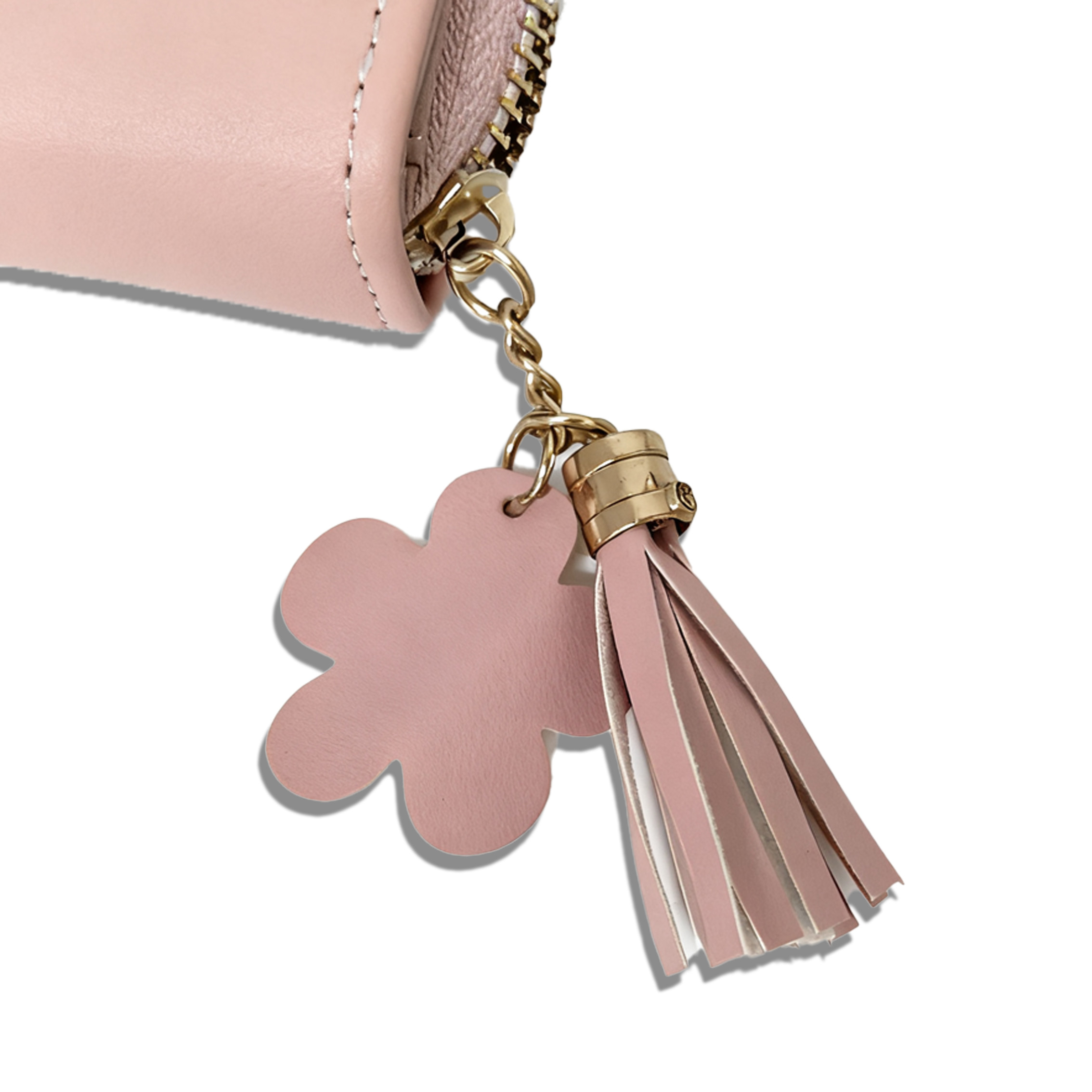 Wallets Women's Floral Print Long Zipper Wallet with Tassel, Pink PU Leather Large Capacity Purse for Daily & Travel 089