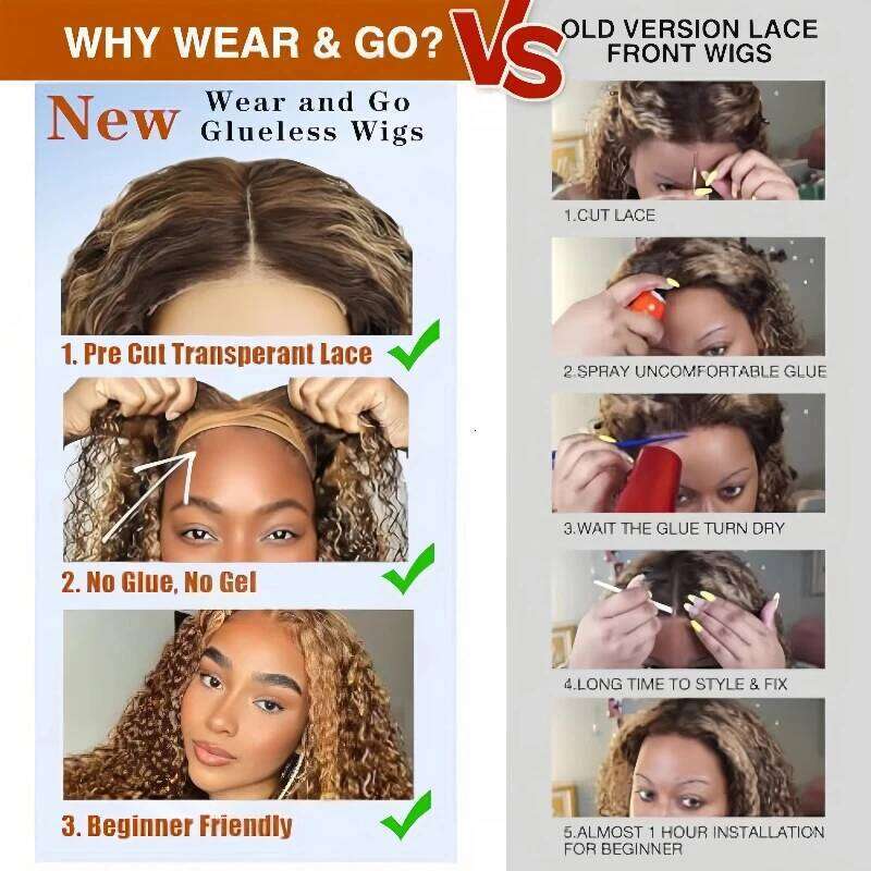 Deep Wave Bob Wig Glueless Highlight 5X5 HD Lace Front 220% Density 4/27 Colored Ombre Wear And Go Human Hair Wigs Xiusiyuan2509