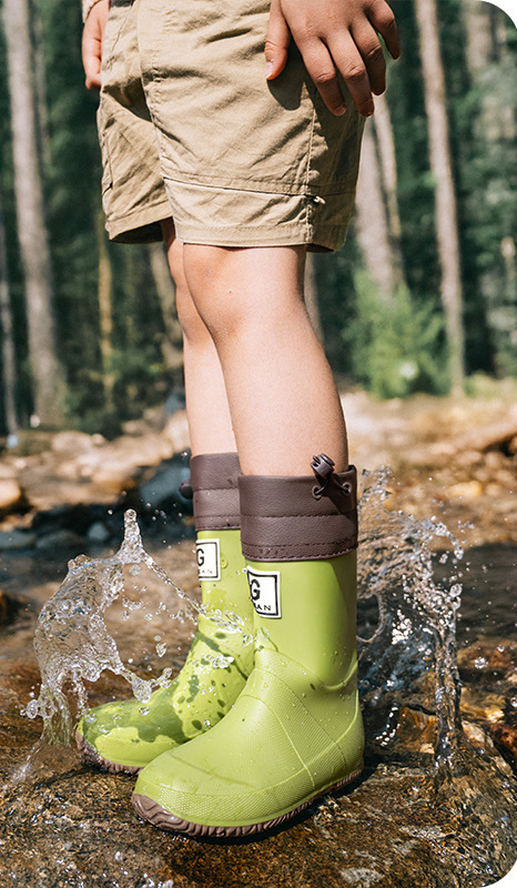 Autumn new men's and women's drawstring waterproof shoes, children's water shoes, forest baby water shoes, anti slip folding rain boots