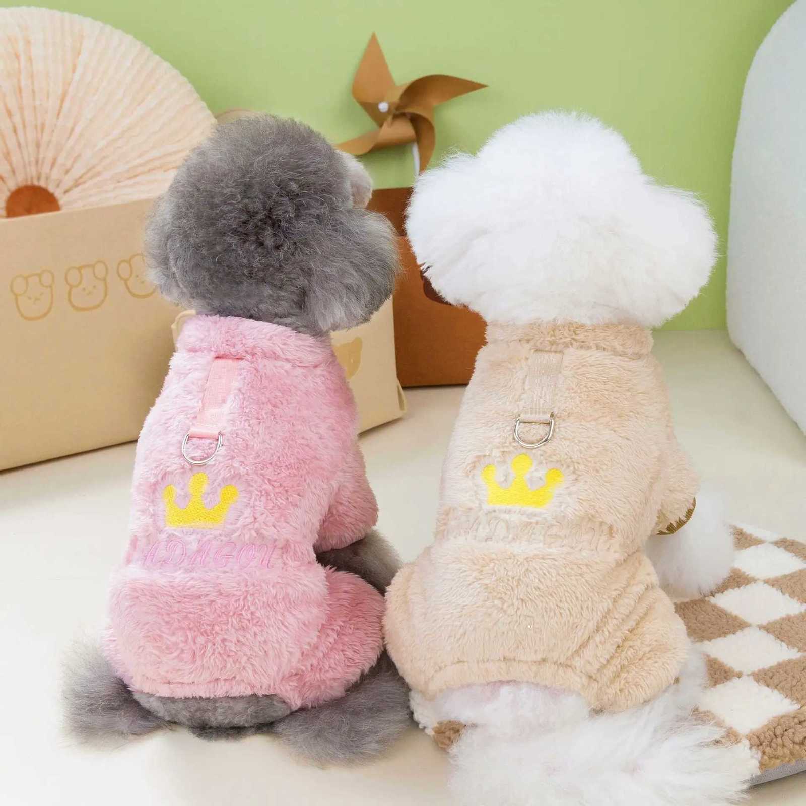 1pc Pet Dog Clothes Soft Warm Fleece Dogs Jumpsuits Crown Pattern Pet Clothing for Small Dogs Puppy Cats Costume Coats X250928