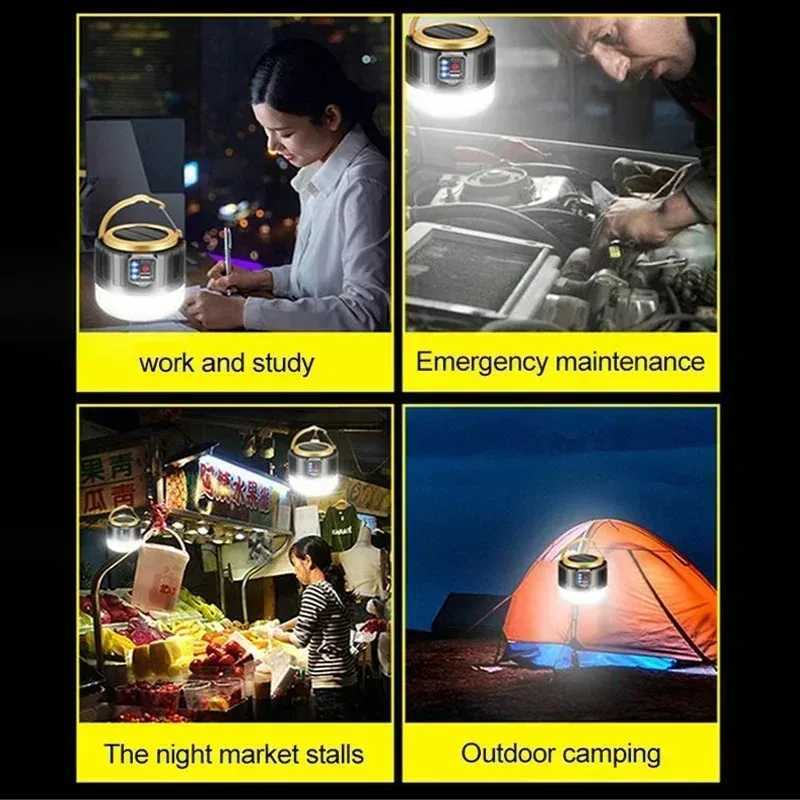 Portable Solar Camping Light Power Bank LED Lanterns With Remote Control Waterproof Outdoor Tent Light Rechargeable Flashlight C250928