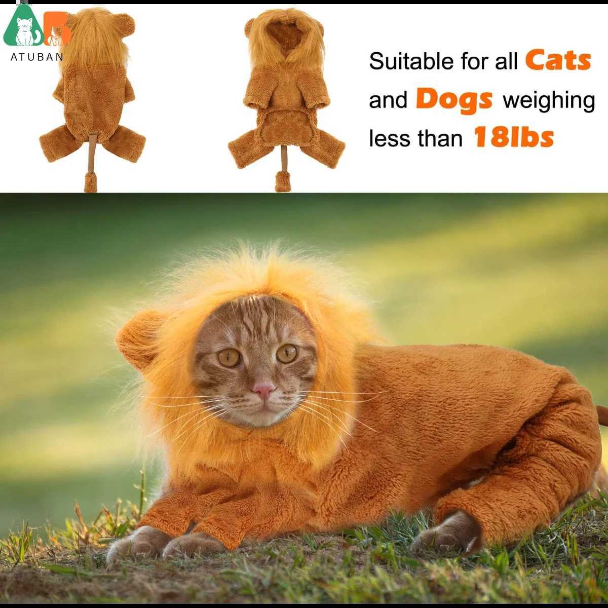 ATUBAN Dog Lion Costume Pet Clothes for Party Simulation Lion Pet OutfitsCosplay Dress up Pet Lion Hoodie Cat Costume for Party X250928