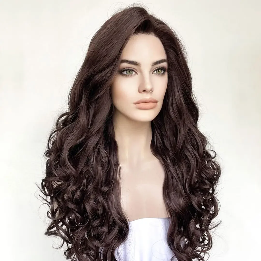 Soft Brown Wave natural loose wave Glueless full lace Human Hair Wig With Baby Hair HD Lace frontal European Hair Preplucked