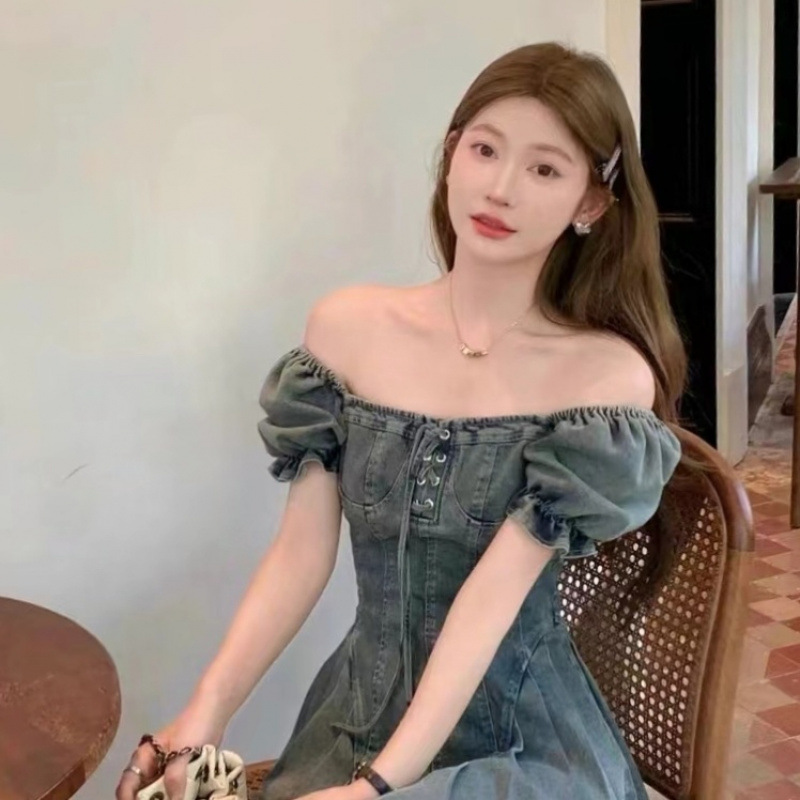 HM120 New retro short A-line skirt with slim waist