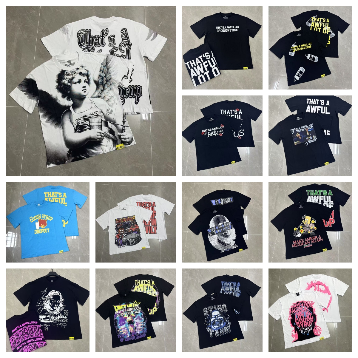 caugh syrup shirt Designer Mens shirts Printed Graphic thats a awful lot of caugh syrup T-shirt Cotton Casual Tees Short Sleeve Hip Hop Streetwear