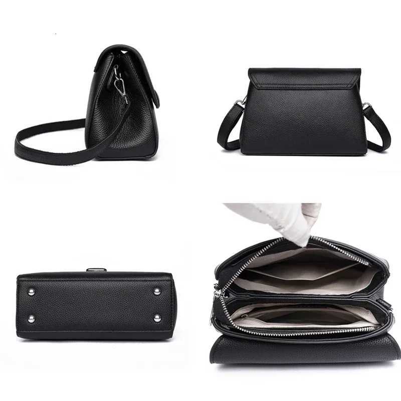 Luxury Solid color Cow Leather Handbag Female Messenger Tote Sac High Quality Genuine Leather Women Crossbody Shoulder Bags Z250928