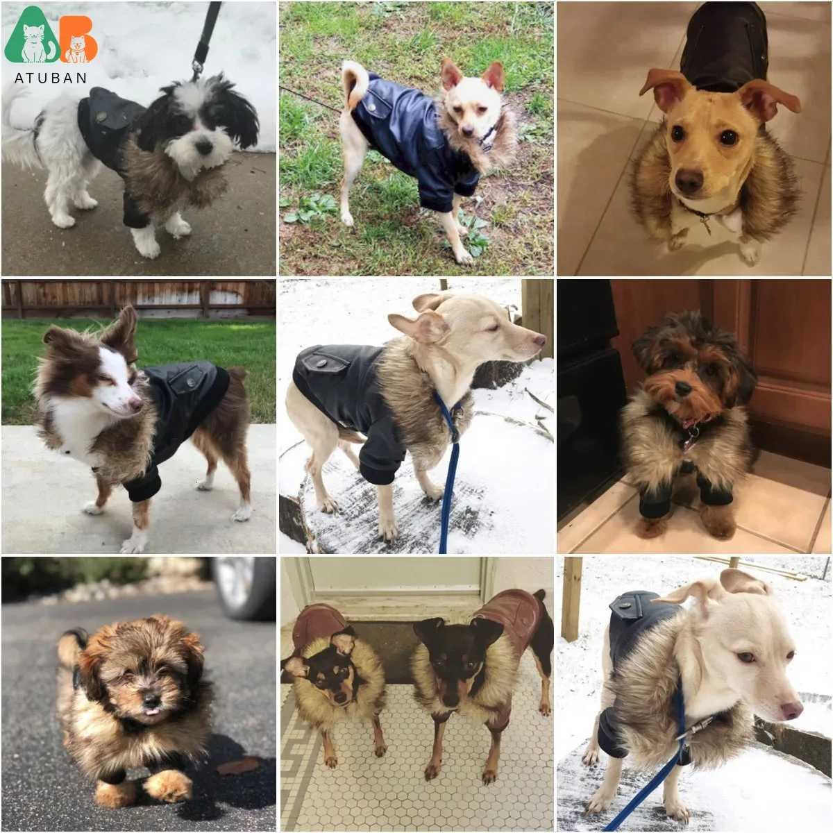 ATUBAN Leather Dog Coats Waterproof Dog Winter Coat Puppy ets for Small to Medium Dogs clothes for pets dog clothes winter X250928