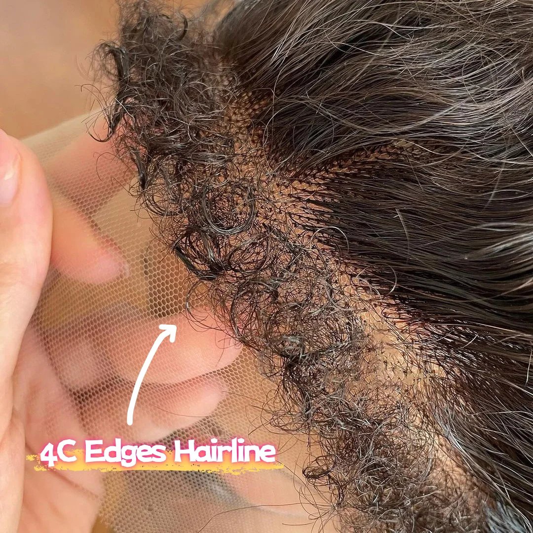 4C Edges Curly Human Hair Wigs Kinky Curly HD Lace Frontal Wigs Pre Plucked Ready to Go Lace Wigs With Curly Baby Hair