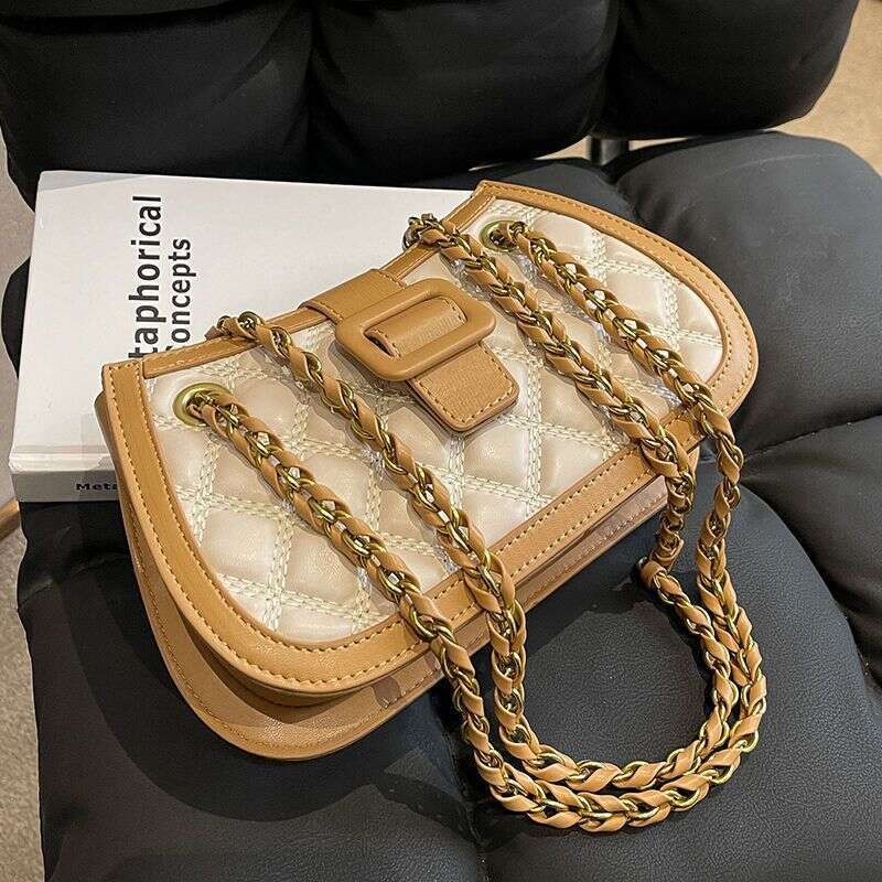 Design texture small for spring and summer new fashion niche dia grid chain popular women's crossbody bag