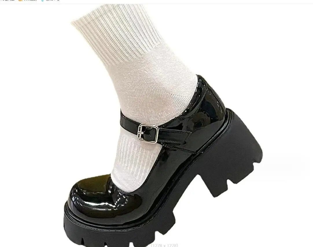 New Platform Round toe leather shoes Shoes Fashion Women Shallow Buckle Women Pumps Elegant Leather Round Toe Pumps for Women with Deep Thigh Strap - 