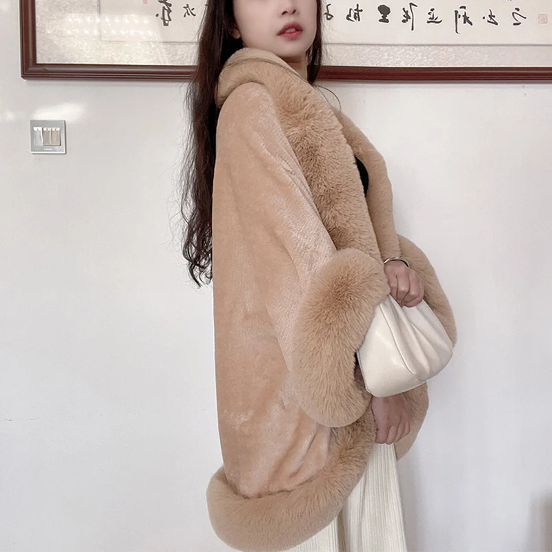 Autumn Winter Faux Fur Shawl Scarves Lady Plush Scarf Stole Cover Up For Wedding Party Bridal Fur Shrug Shawl Wrap Cape 250928
