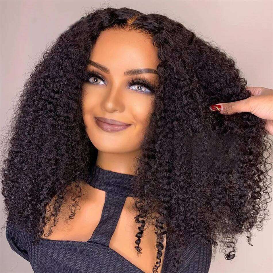 100% Glueless Human Hair Ready To Bleached Knots 6X4 Pre Cut HD Transparent Wear And Go Wigs Kinky Curly 210% Xiusiyuan2509