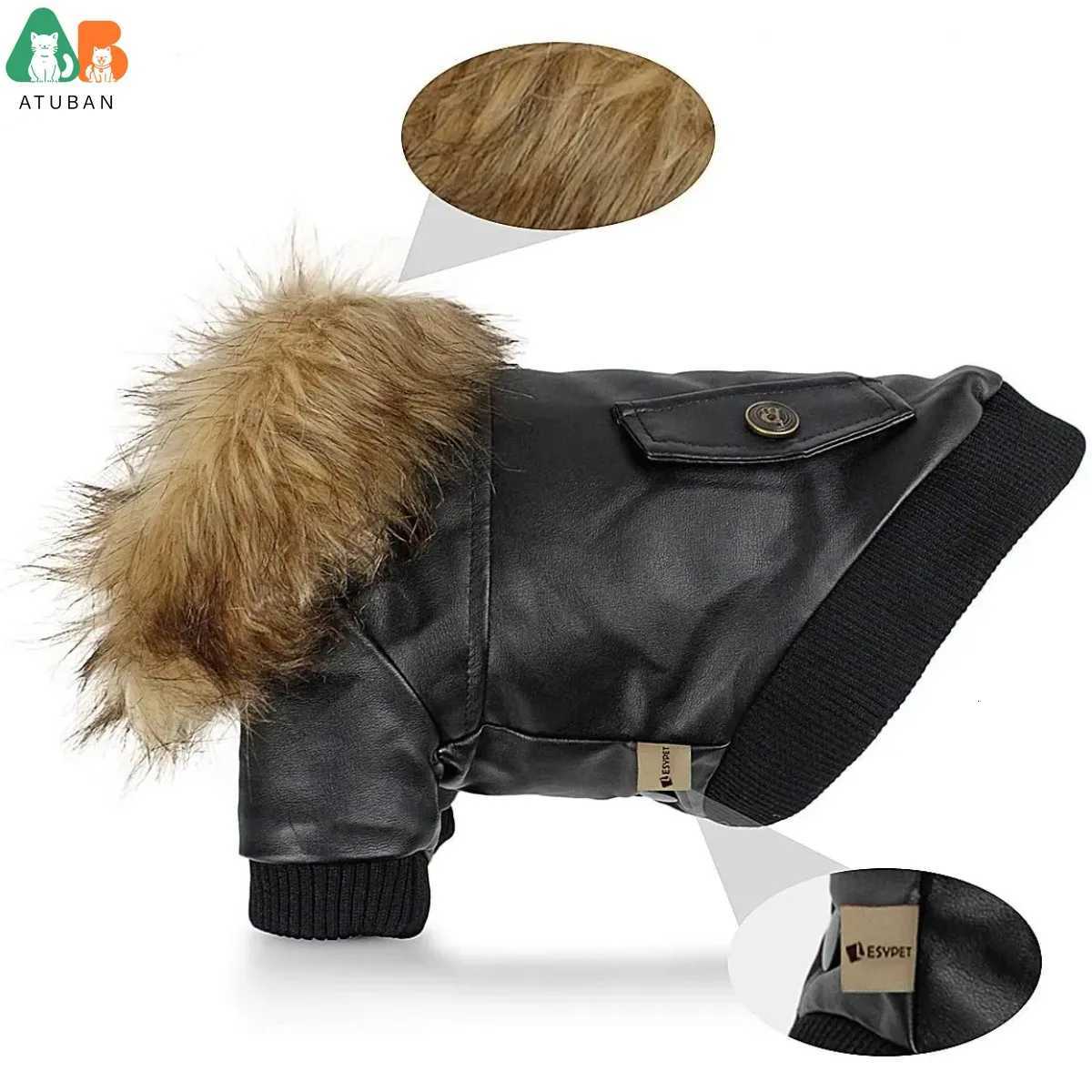 ATUBAN Leather Dog Coats Waterproof Dog Winter Coat Puppy ets for Small to Medium Dogs clothes for pets dog clothes winter X250928