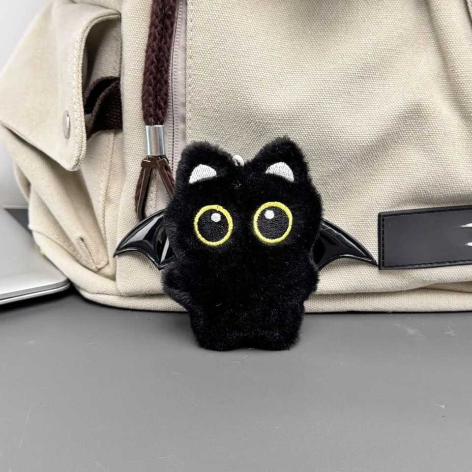 Cute Fish Black Cat Plush Doll Keychain Bib Wings Doll Bag Pendant Strawberry Car Key Ring School Bag DecorationXJ250928