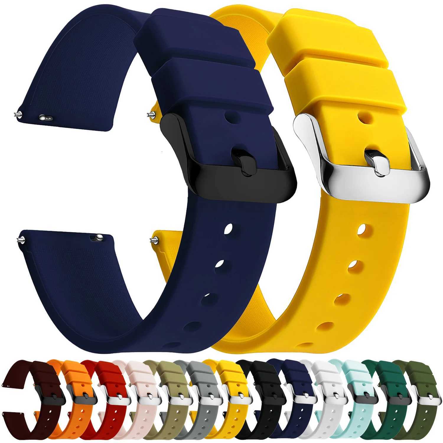 Silicone Watch Bands 1416181920212224 mm Soft Quick Release Rubber Watch Bands Samsung Galaxy Garmin Huawei Watch Straps W250928