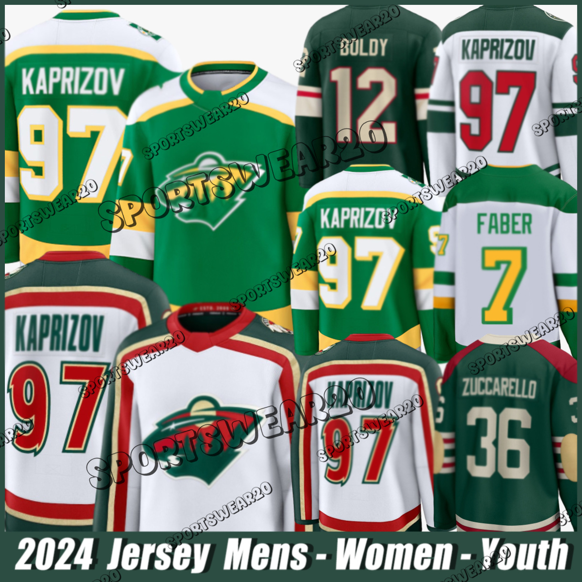 97 Kirill Kaprizov mn hockey jersey wild jersey Matt Boldy Marc-Andre Fleury Brock Faber Mats Zuccarello Joel Eriksson Ek Marco Rossi Brodin Filip Gustavsson jerseys