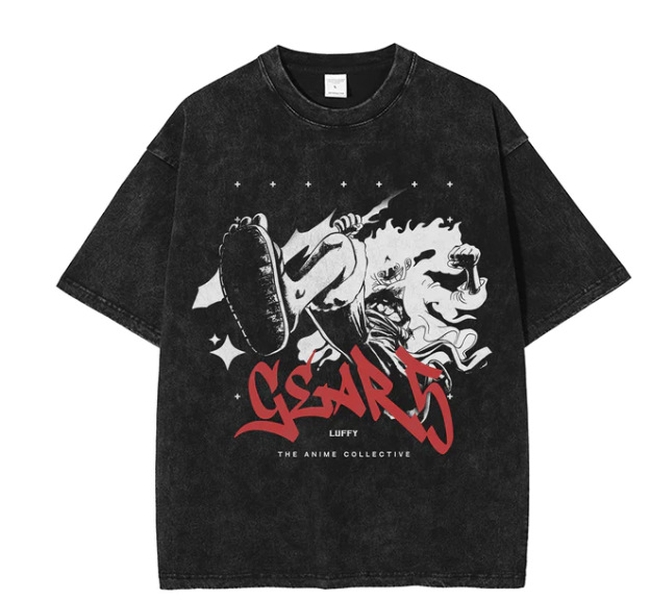 European & American Washed Vintage Short-Sleeve T-Shirt American Retro Anime Short-Sleeve T-Shirt - TT8340