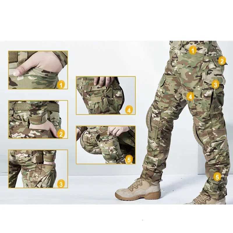 Outdoor Tactical Sets Milita Uniform Camo Suits Hunting Shirts Cargo Pants Pads Airsoft Paintball Training Hunting Clothes New W250928