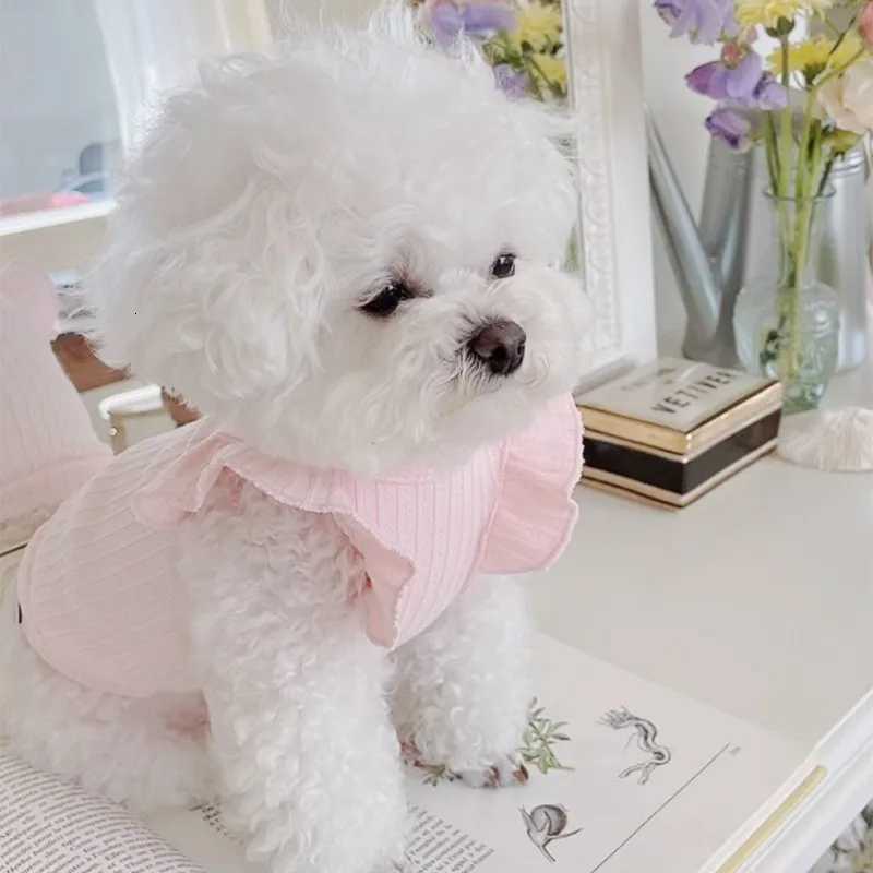 Cute Bow Dog Vest 2025 Dog Clothes Puppy Pullover Summer Pet Clothes Breathable TwoLegged Clothes Solid Color Cat Pet Products X250928