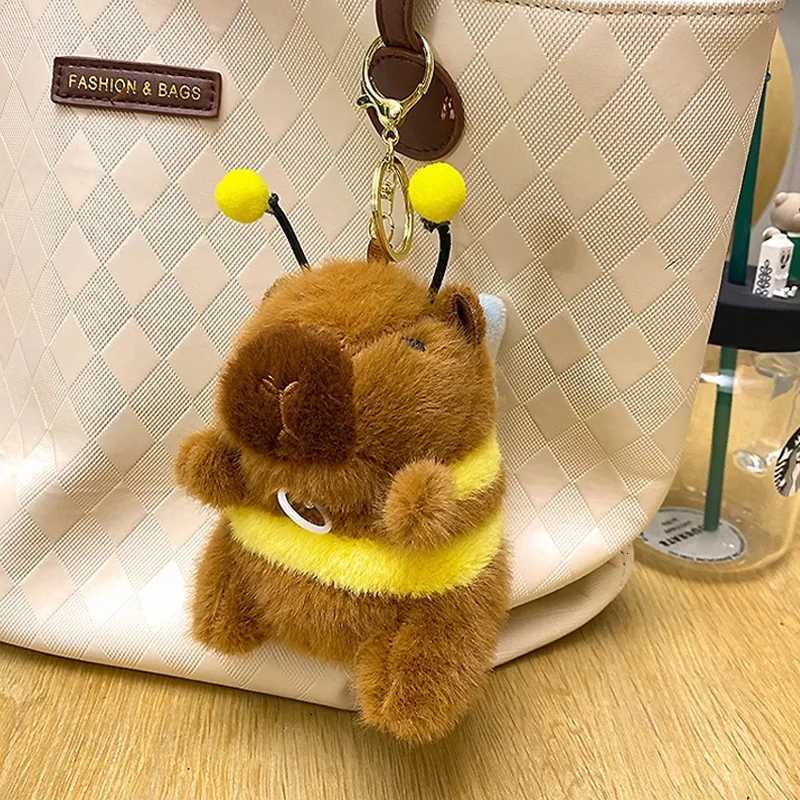 120PCS Cute Plush Bee Wings Vibrating Keychain Capybara Fun Quirky Toys Plush Bee Doll Bag Charm Plush Charm Childrens GiftXJ250928