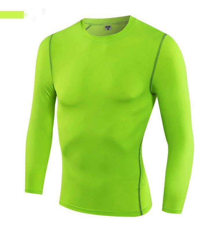 Fitness Long Sleeve Sports Quick-Dry Compression Shirt for Football, Basketball, Running, Base Layer, Elastic Sweat-Absorbing Breathable Tight-Fitting